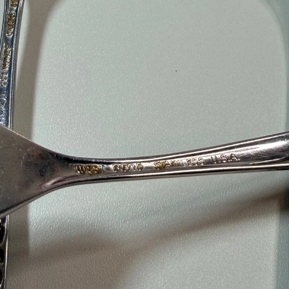 West Bend Stainless USA Rose Pattern Salad Fork Set of 3 Vintage Floral Flatware